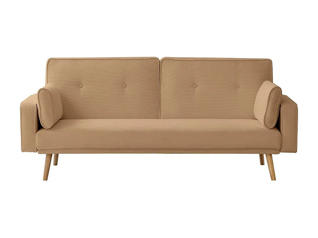 Canapé convertible clic-clac 3 places en velours taupe ELGA 205x85x87 cm
