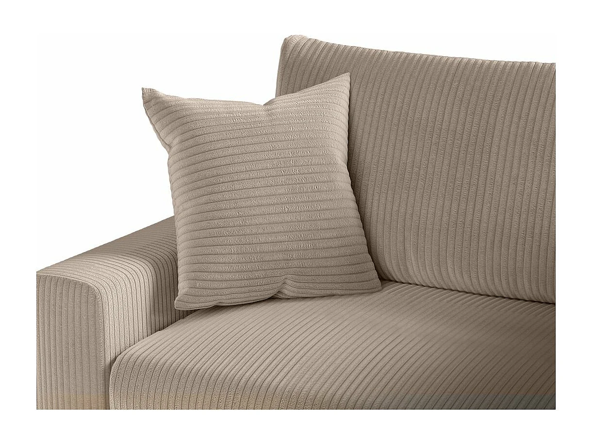 Canapé d'angle 3 places Maria réversible, convertible avec coffre en velours côtelé - Taupe - L227 x P146 x H81cm - Loungitude