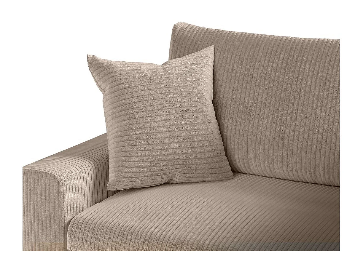Canapé d'angle 3 places Maria réversible, convertible avec coffre en velours côtelé - Taupe - L227 x P146 x H81cm - Loungitude
