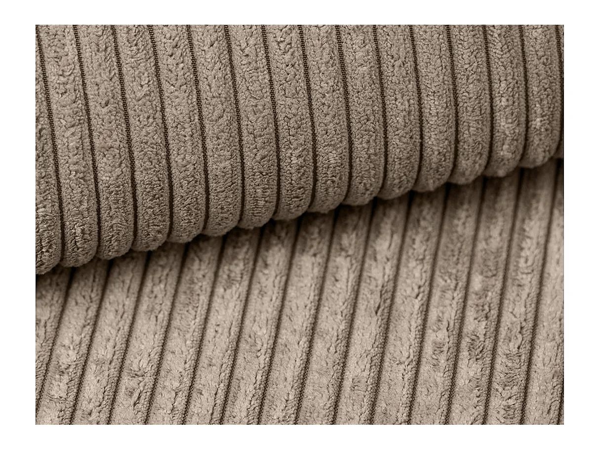 Canapé d'angle 3 places Maria réversible, convertible avec coffre en velours côtelé - Taupe - L227 x P146 x H81cm - Loungitude