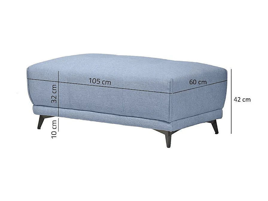Pouf canapé modulable tissu bleu clair pieds gris anthracite - GINA