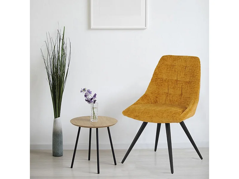 Lot 2 chaises rotatives 180° tissu doux jaune - ATLANTIS