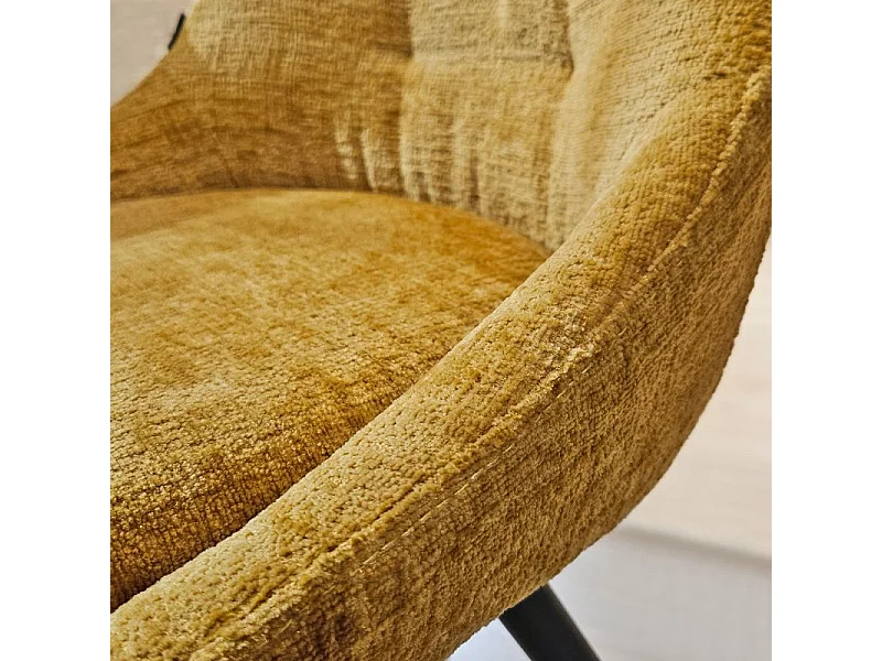 Lot 2 chaises rotatives 180° tissu doux jaune - ATLANTIS