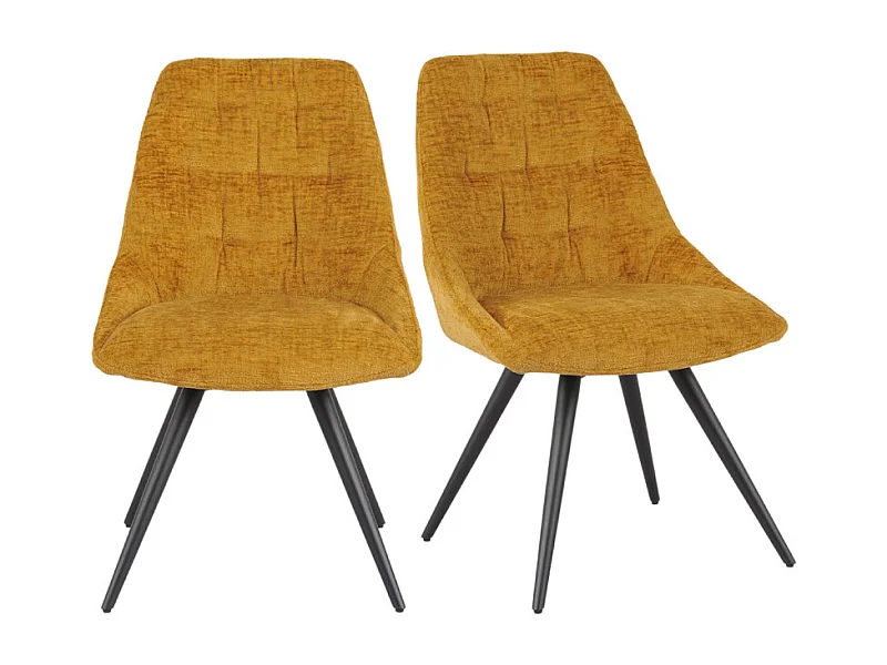 Lot 2 chaises rotatives 180° tissu doux jaune - ATLANTIS