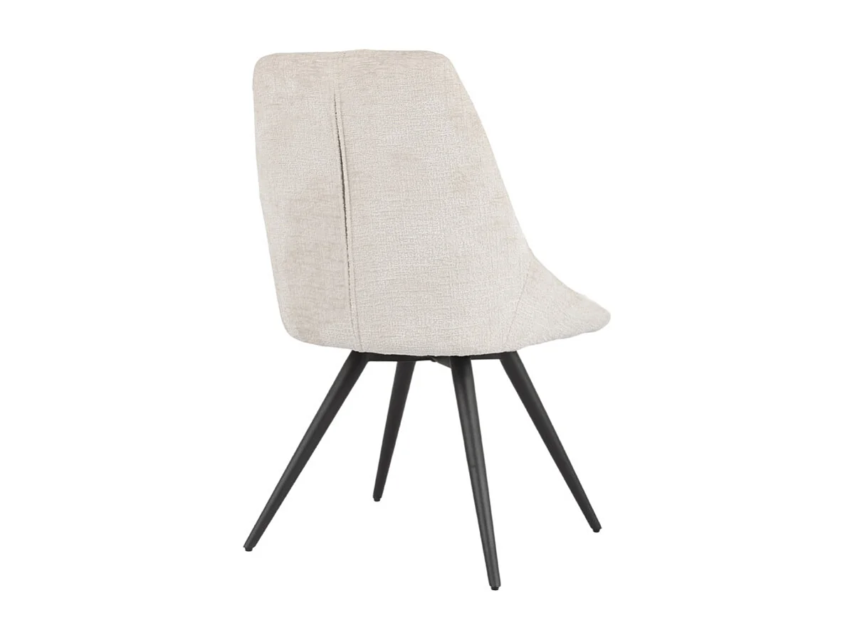 Chaise rotative 180° tissu doux écru et pieds métal noir - ATLANTIS