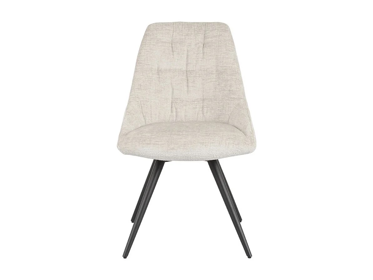 Chaise rotative 180° tissu doux écru et pieds métal noir - ATLANTIS