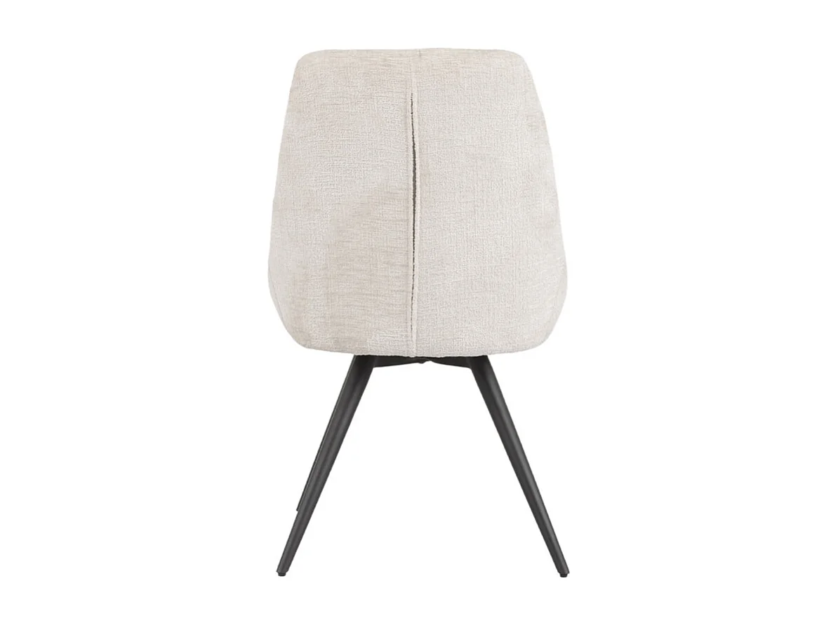 Chaise rotative 180° tissu doux écru et pieds métal noir - ATLANTIS