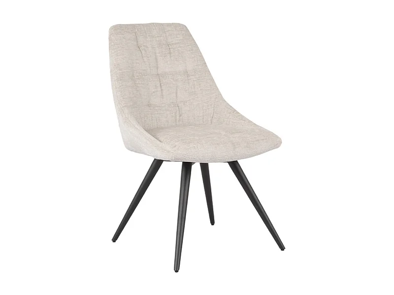 Chaise rotative 180° tissu doux écru et pieds métal noir - ATLANTIS
