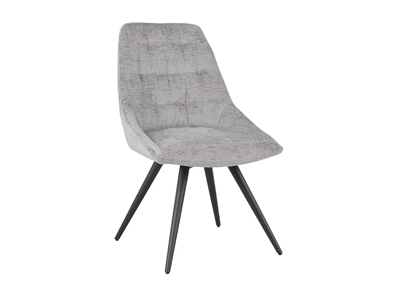 Chaise rotative 180° tissu doux gris clair et pieds métal - ATLANTIS