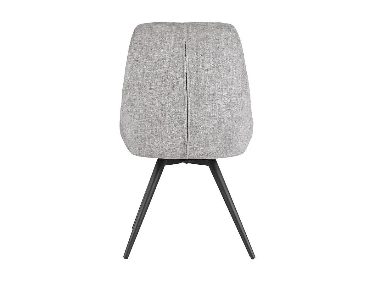 Chaise rotative 180° tissu doux gris clair et pieds métal - ATLANTIS