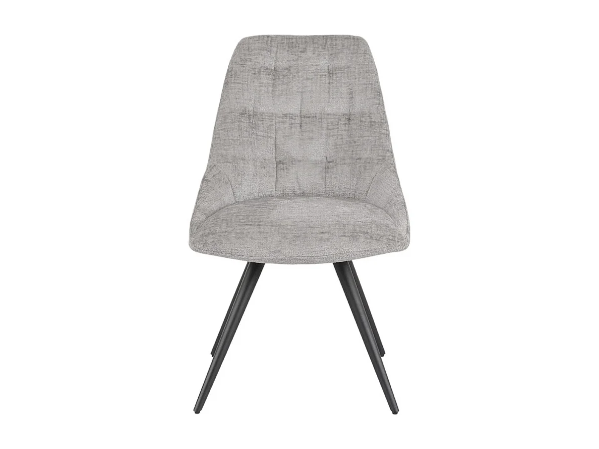 Chaise rotative 180° tissu doux gris clair et pieds métal - ATLANTIS