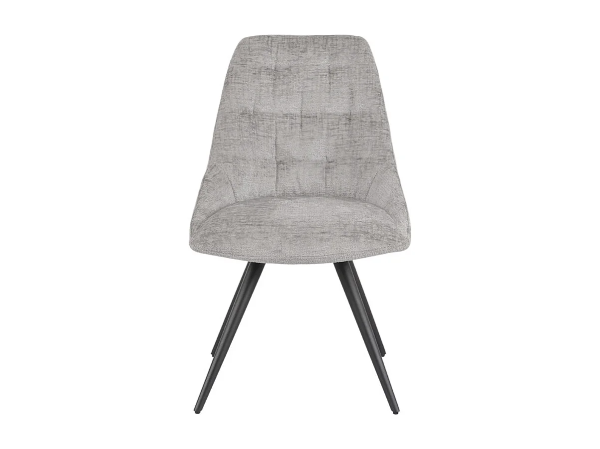 Chaise rotative 180° tissu doux gris clair et pieds métal - ATLANTIS