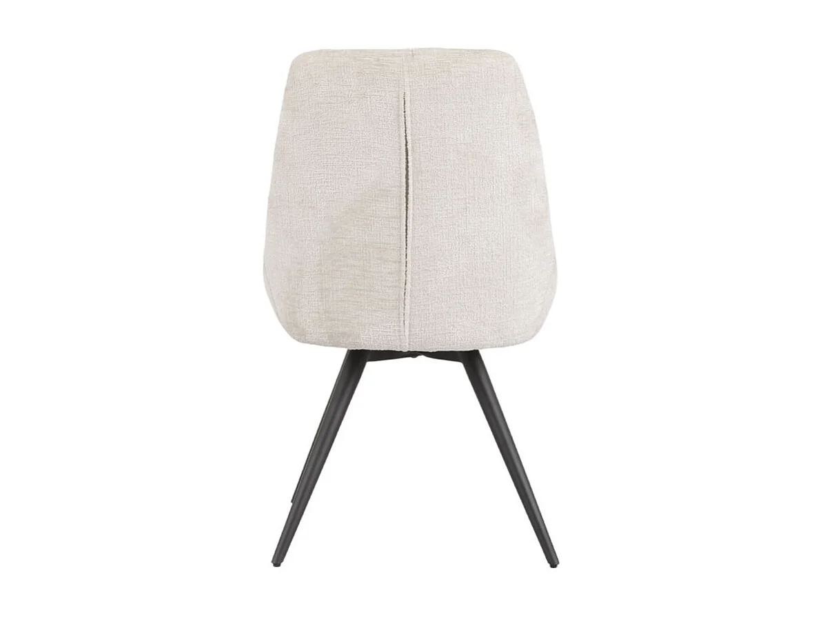 Lot 2 chaises rotatives 180° tissu doux écru et pieds métal - ATLANTIS