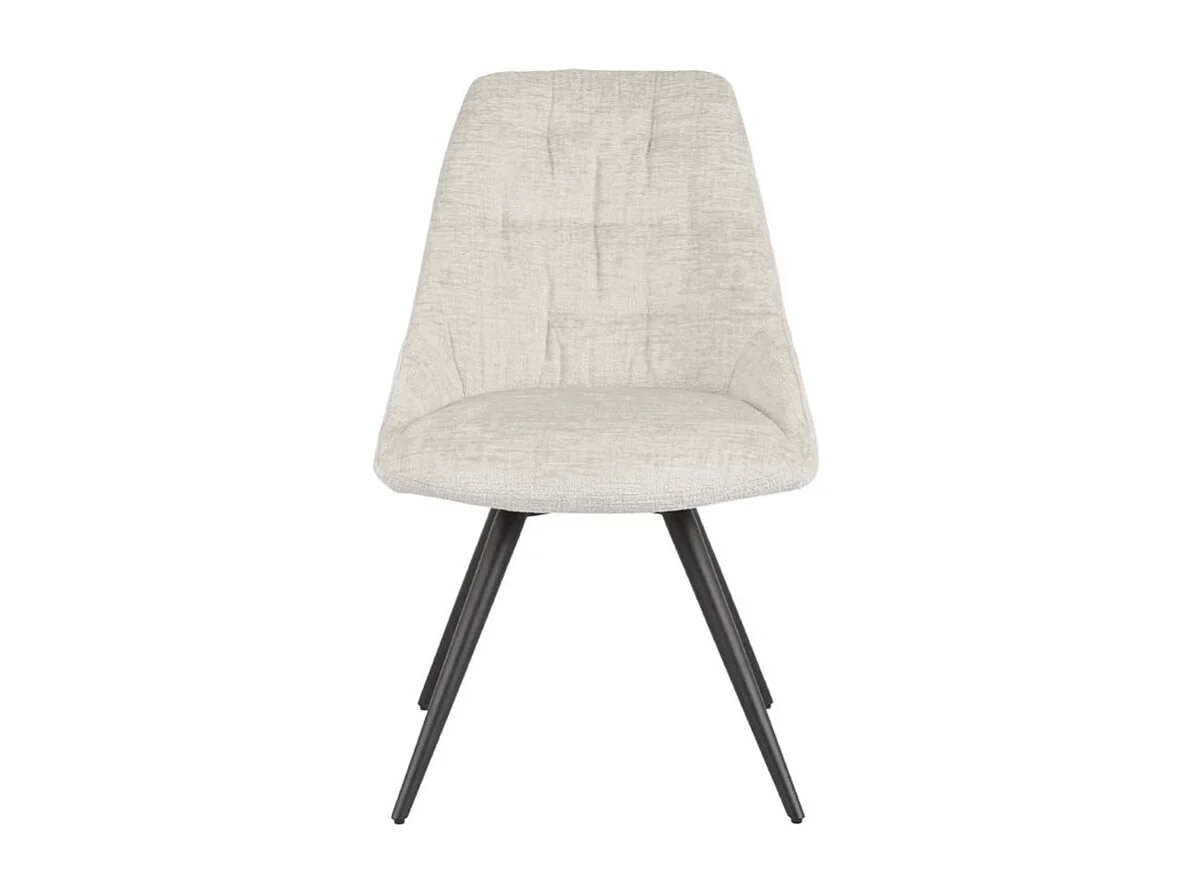 Lot 2 chaises rotatives 180° tissu doux écru et pieds métal - ATLANTIS