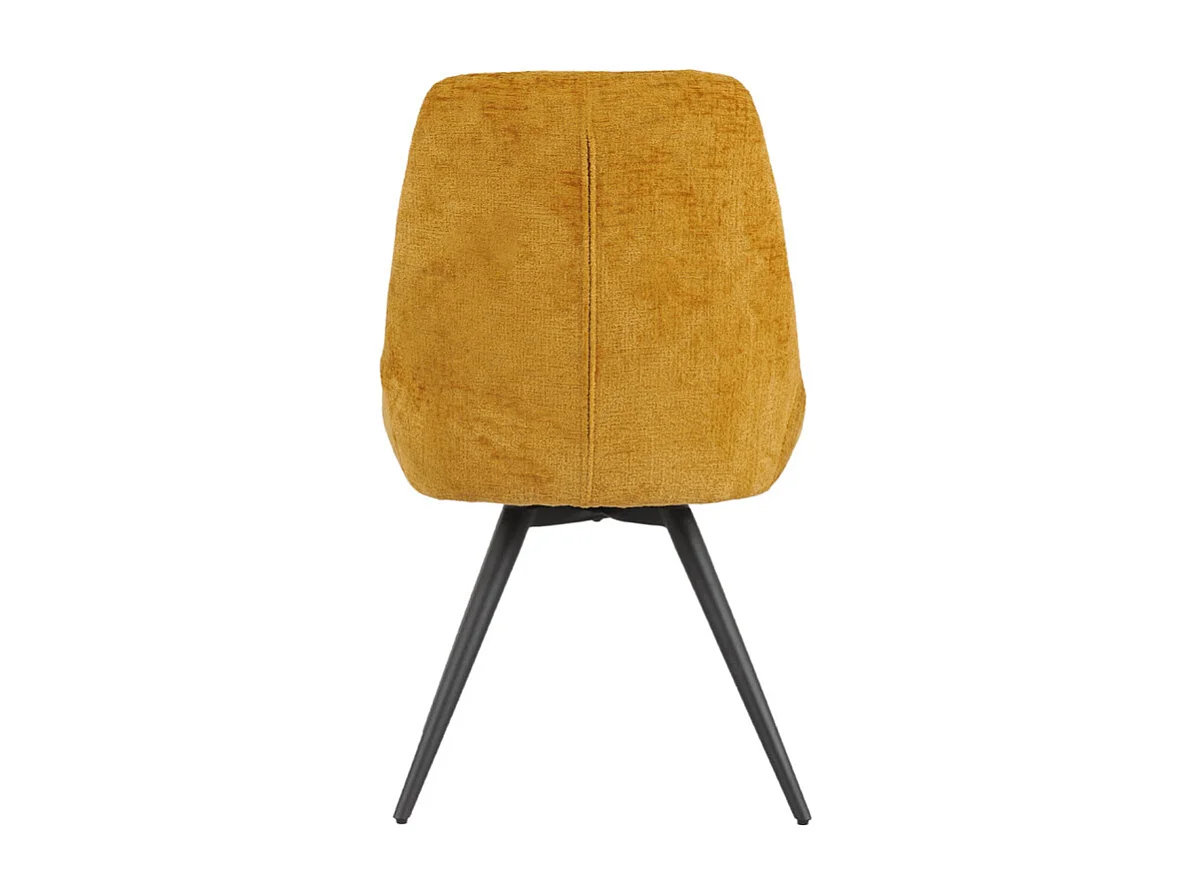 Chaise rotative 180° tissu doux jaune et pieds métal noir - ATLANTIS