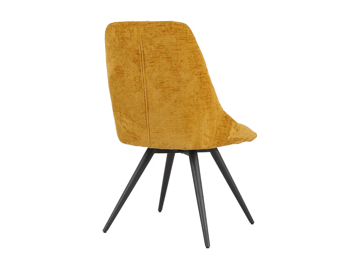 Chaise rotative 180° tissu doux jaune et pieds métal noir - ATLANTIS