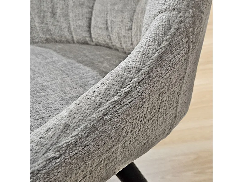 Lot 2 chaises rotatives 180° tissu doux gris clair - ATLANTIS