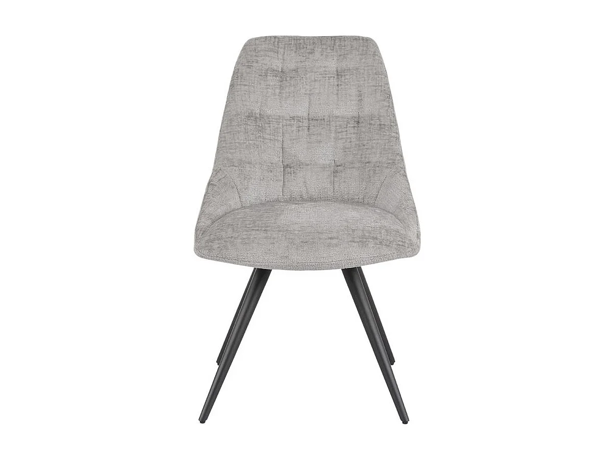 Lot 2 chaises rotatives 180° tissu doux gris clair - ATLANTIS