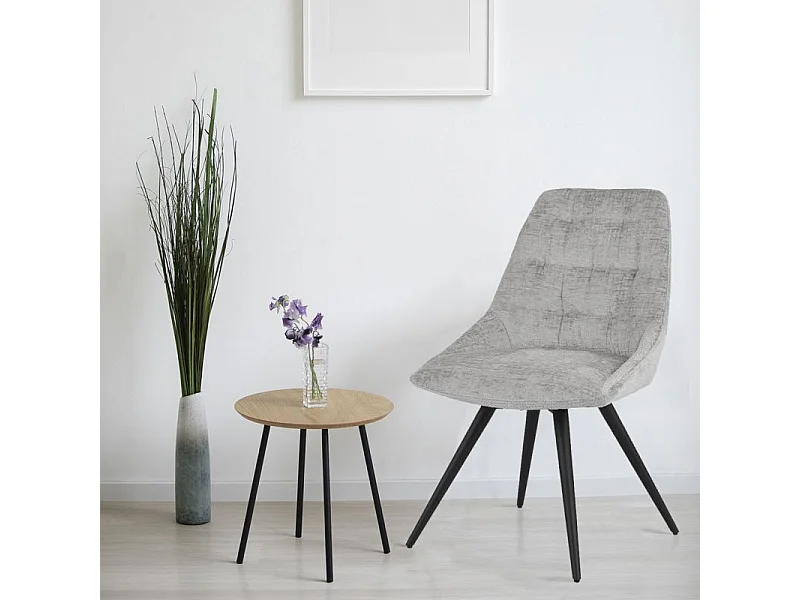 Lot 2 chaises rotatives 180° tissu doux gris clair - ATLANTIS