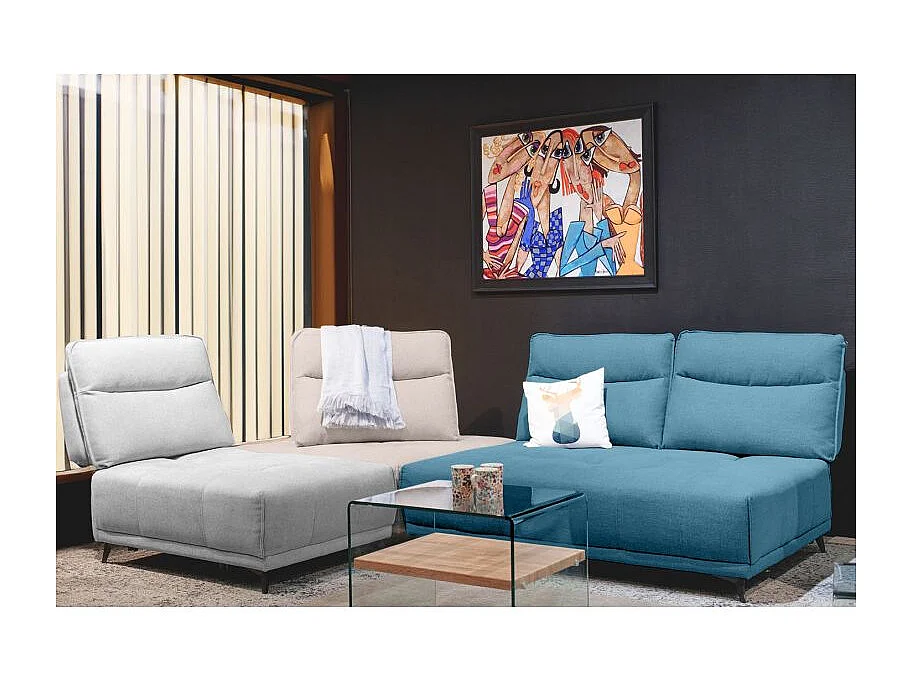 Angle pour canapé modulable en tissu bleu dossier réglable - GINA