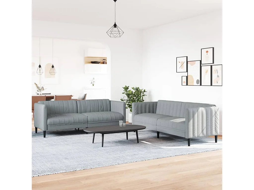 Ensemble de canapés 2 pièces gris clair tissu