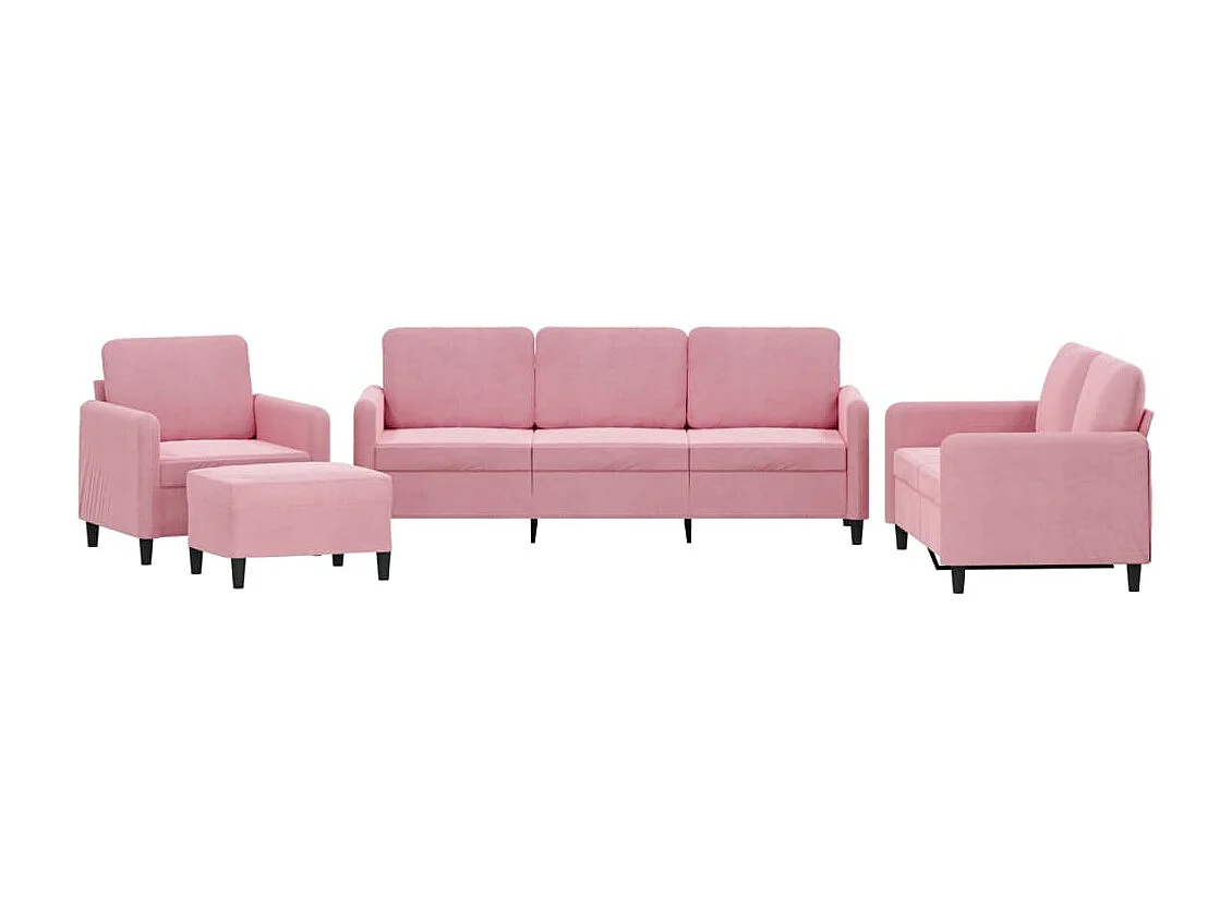 Juego de sofás 4 piezas terciopelo rosa