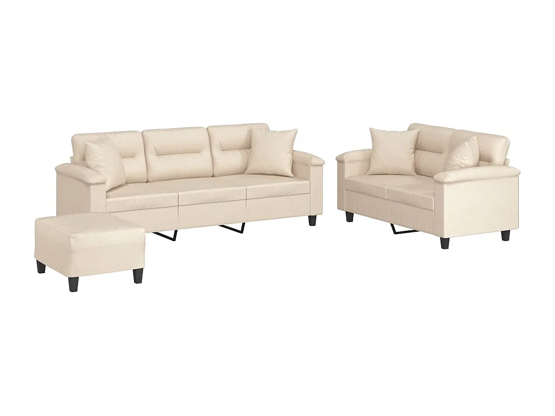 Ensemble de canapés 3 pièces avec coussins Beige Tissu microfibre