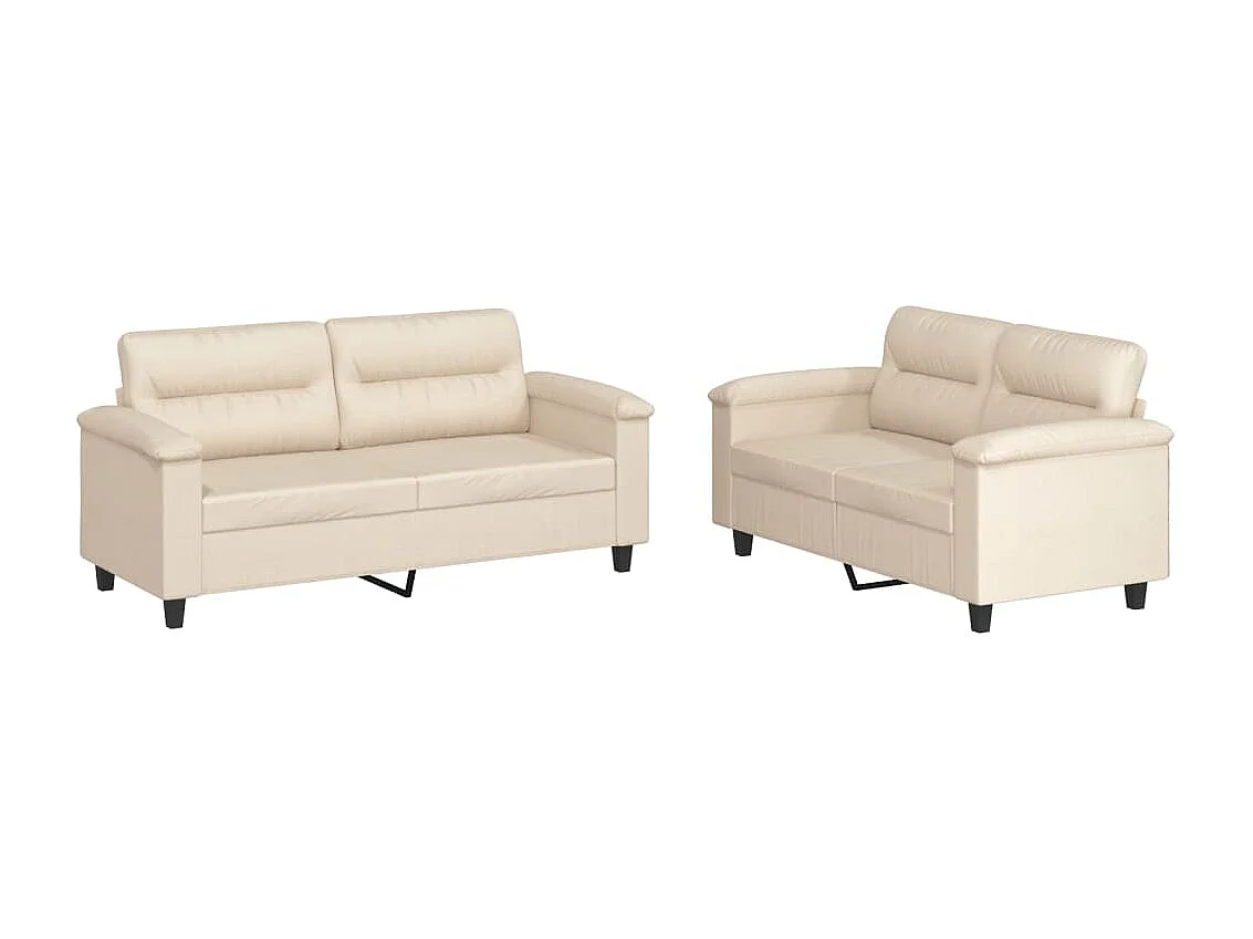 2-delige Loungeset met kussens microvezelstof beige