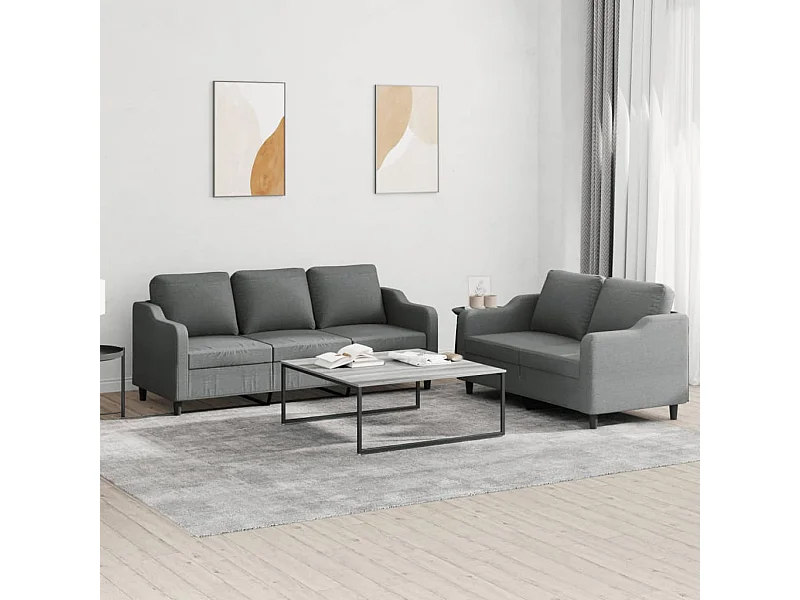 2-delige Loungeset met kussens stof donkergrijs