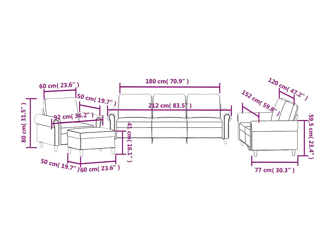 4 peças conjunto de sofás com almofadões veludo cor creme