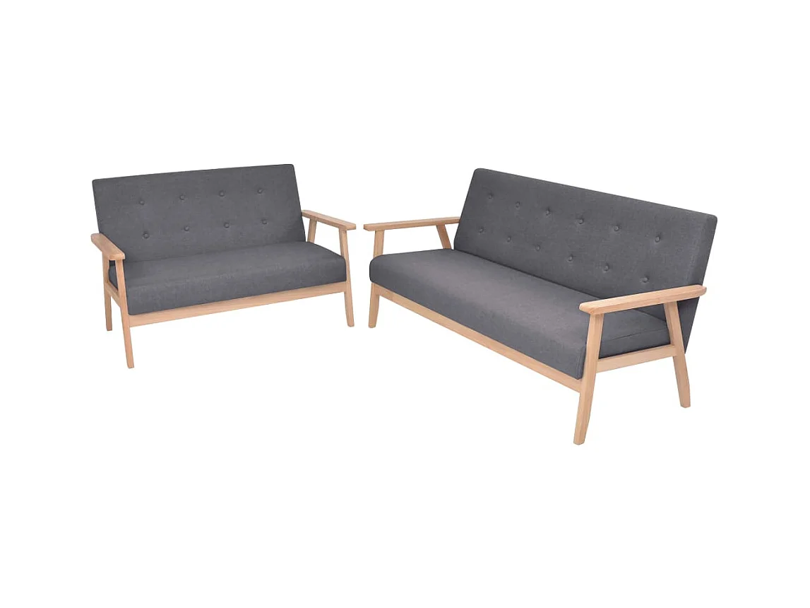 Jeu de canapé 2 pièces Tissu Gris foncé