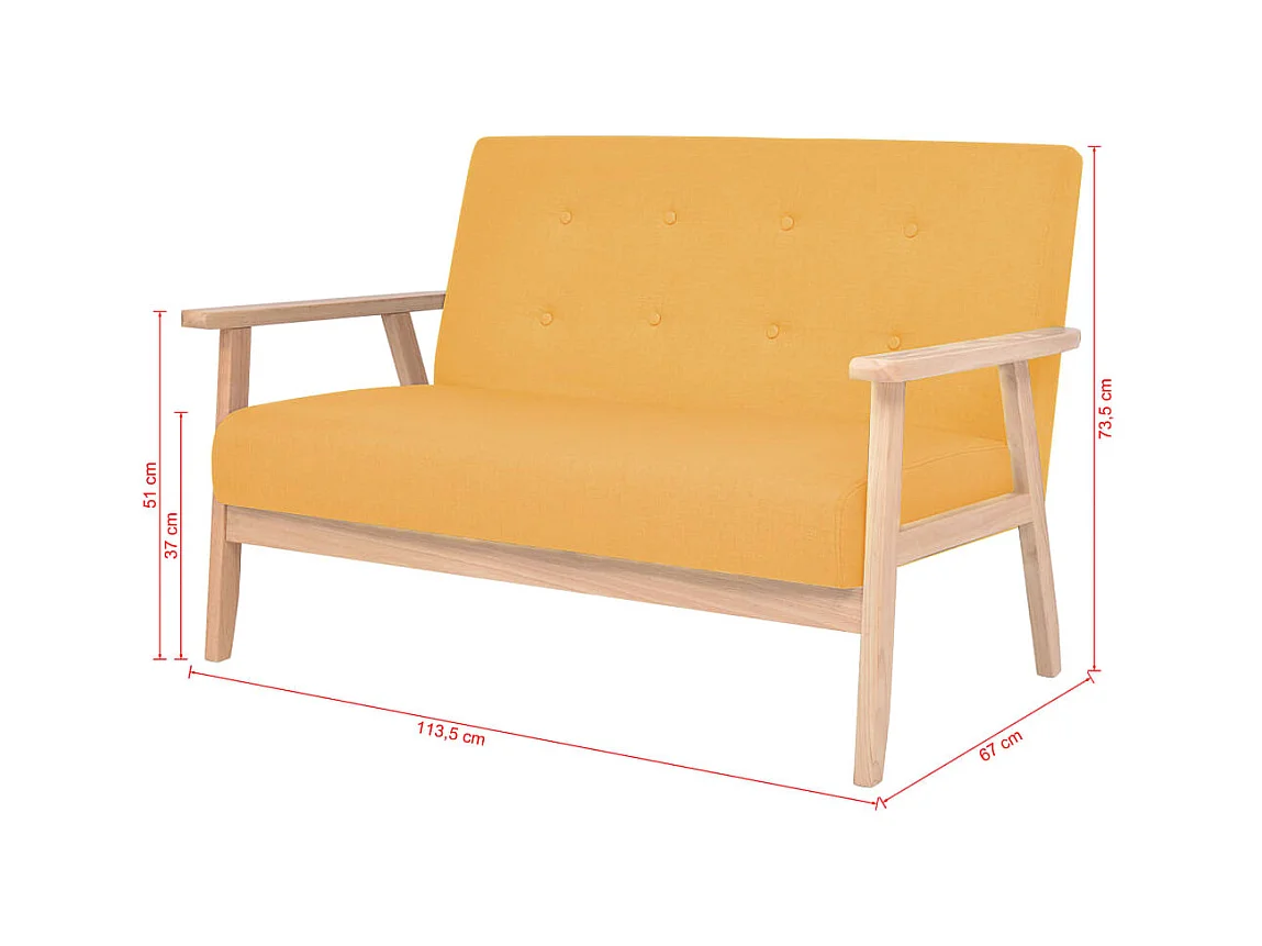 Ensemble de canapé 2 pièces Tissu jaune