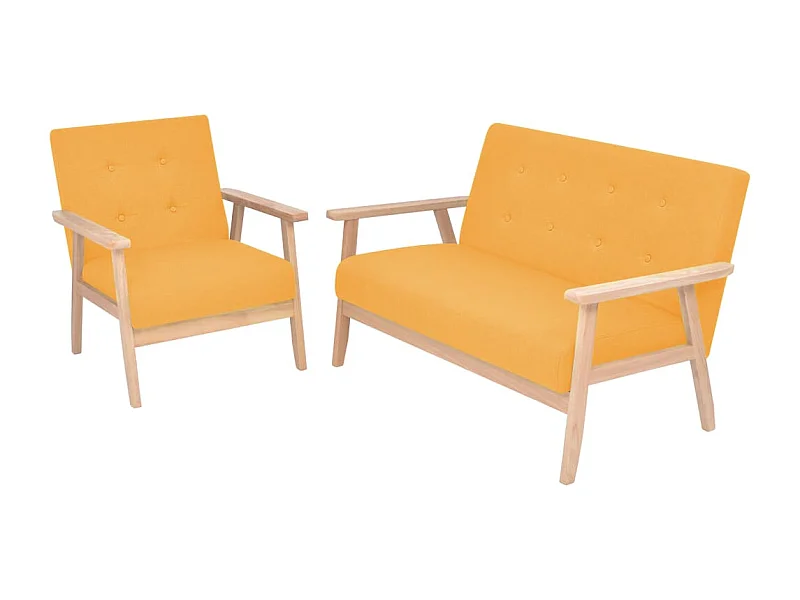 Ensemble de canapé 2 pièces Tissu jaune