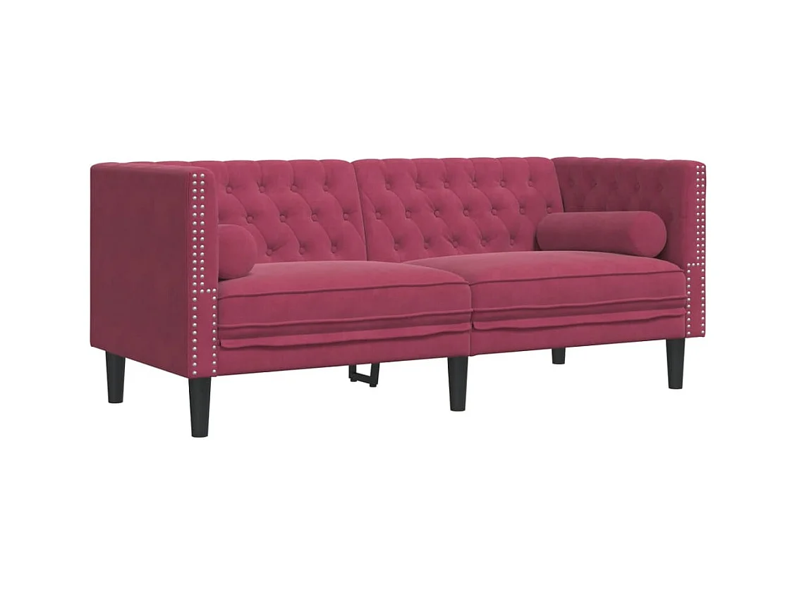 Ensemble de canapé Chesterfield et traversins 3 pièces velours