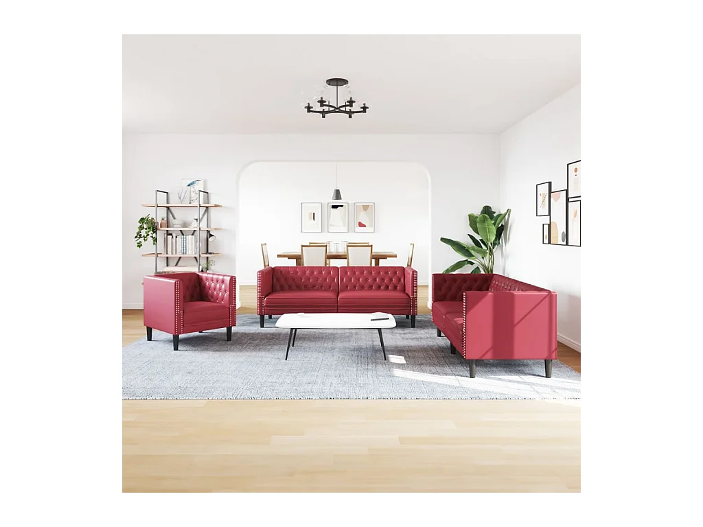 Ensemble de canapé Chesterfield et traversins 3 pièces velours