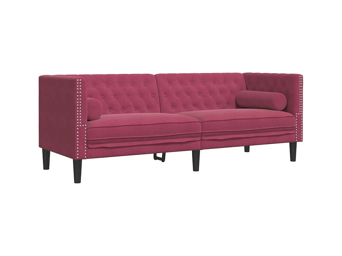 Ensemble de canapé Chesterfield et traversins 3 pièces velours