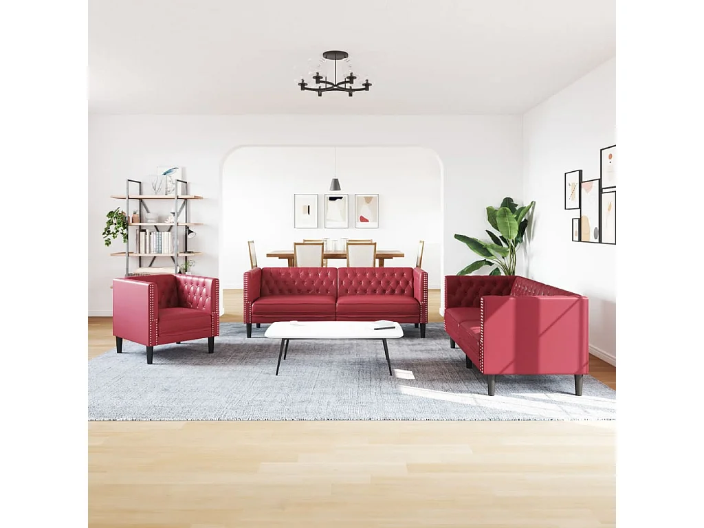 Ensemble de canapé Chesterfield et traversins 3 pièces velours