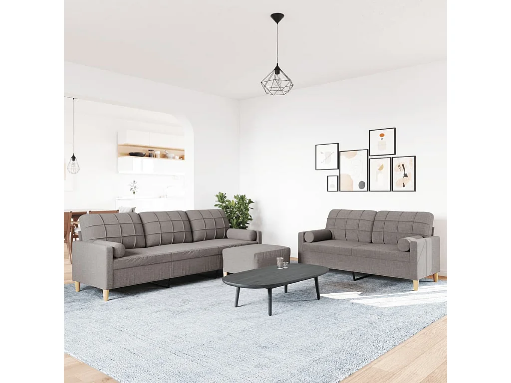 Ensemble de canapés 3 pièces repose-pied et coussins décoratifs