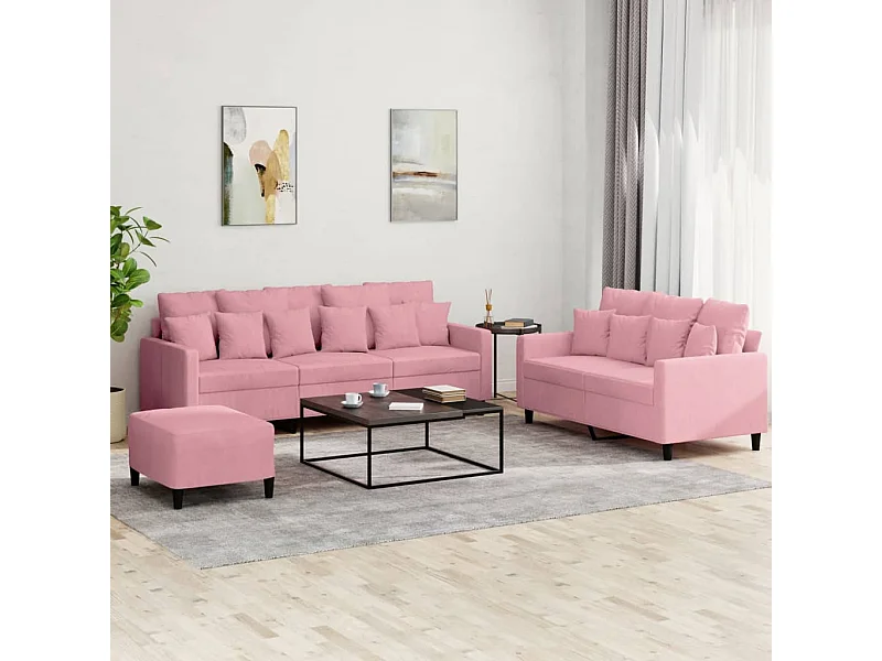 Juego de sofás con cojines 3 piezas terciopelo rosa