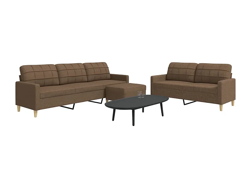 3-delige Loungeset met voetenbank stof bruin