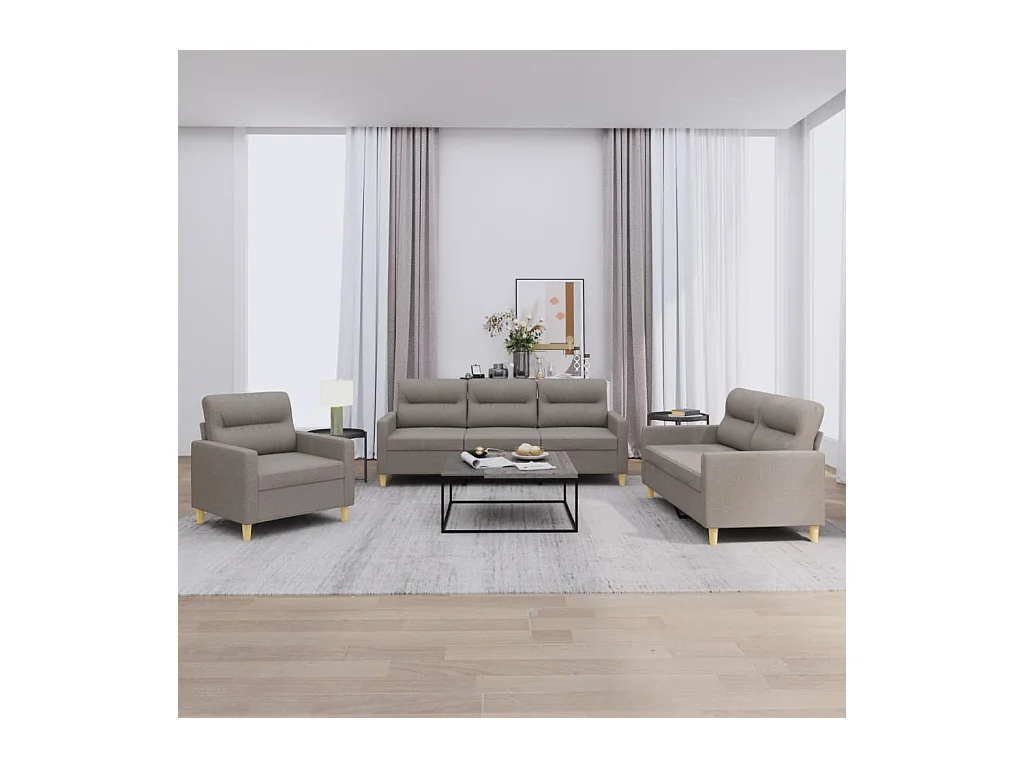 Ensemble de canapés 3 pièces avec coussins Taupe Tissu