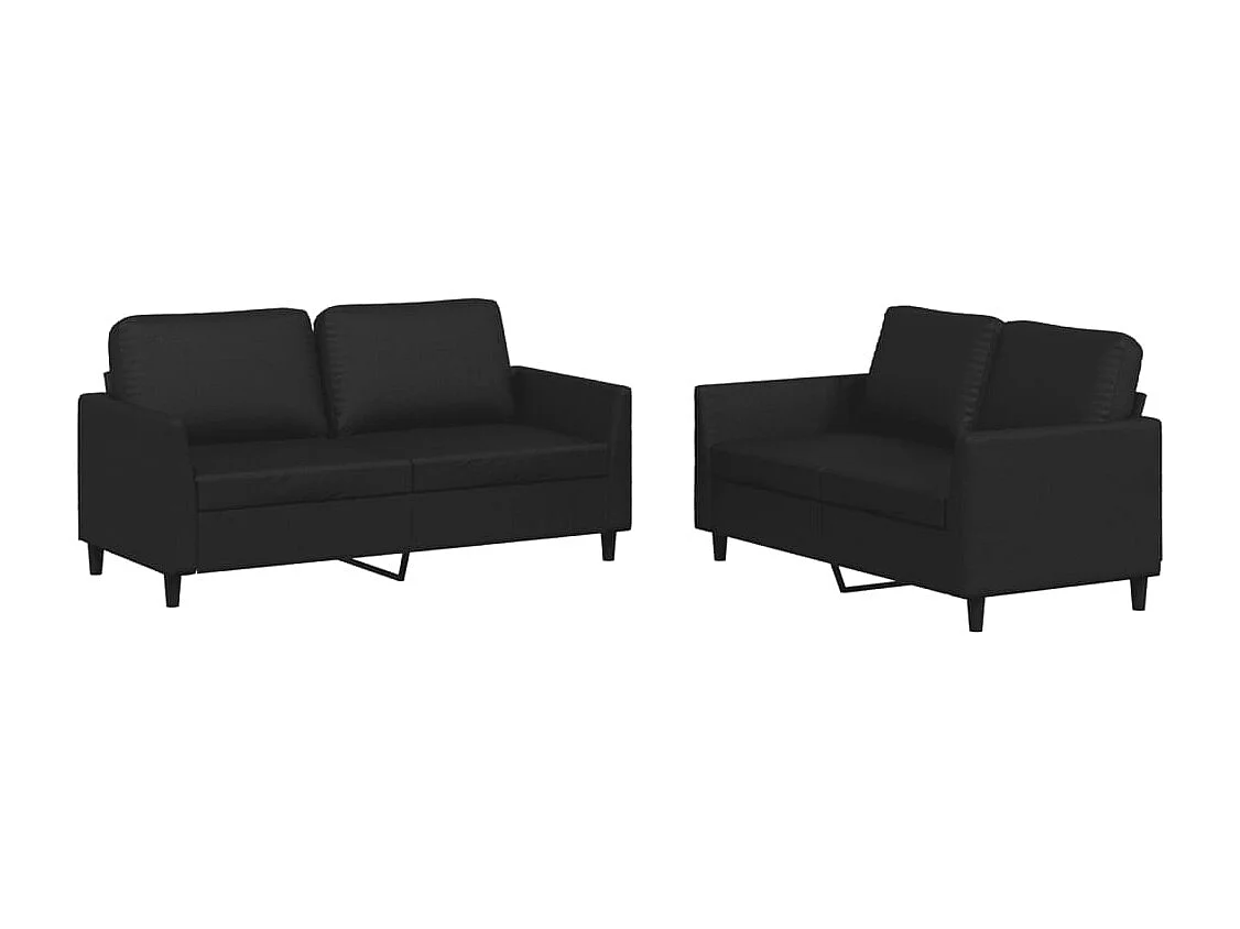 2-delige Loungeset met kussens kunstleer zwart
