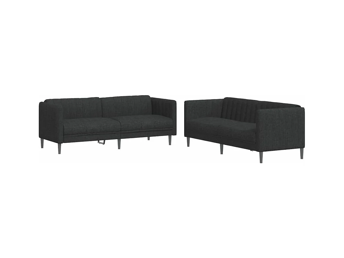 Ensemble de canapés 2 pièces noir tissu