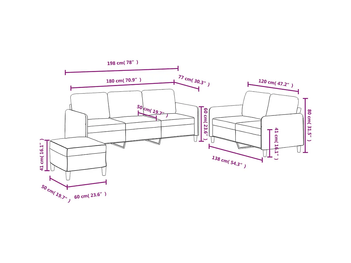 Juego de sofás 3 piezas terciopelo gris oscuro