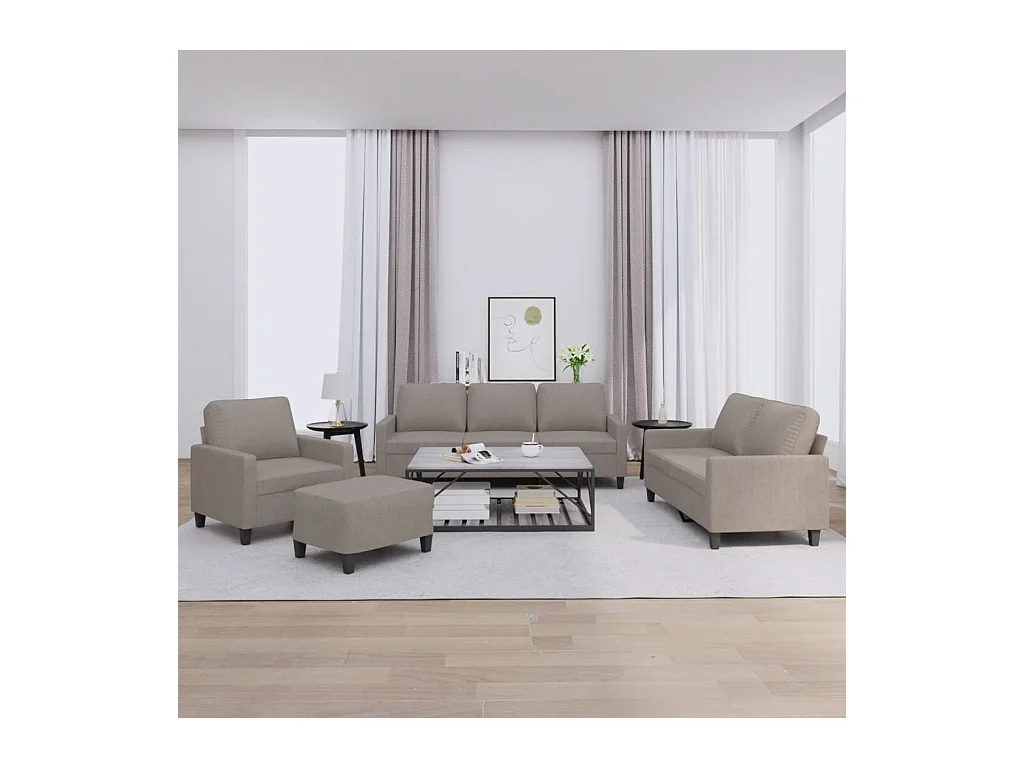 Juego de sofás con cojines 4 piezas tela gris taupe