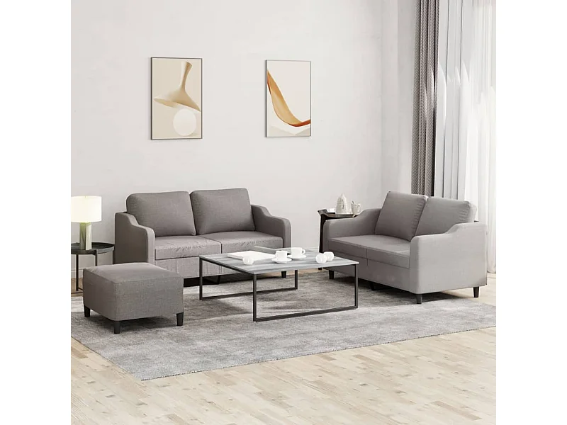 3-delige Loungeset met kussens stof taupe
