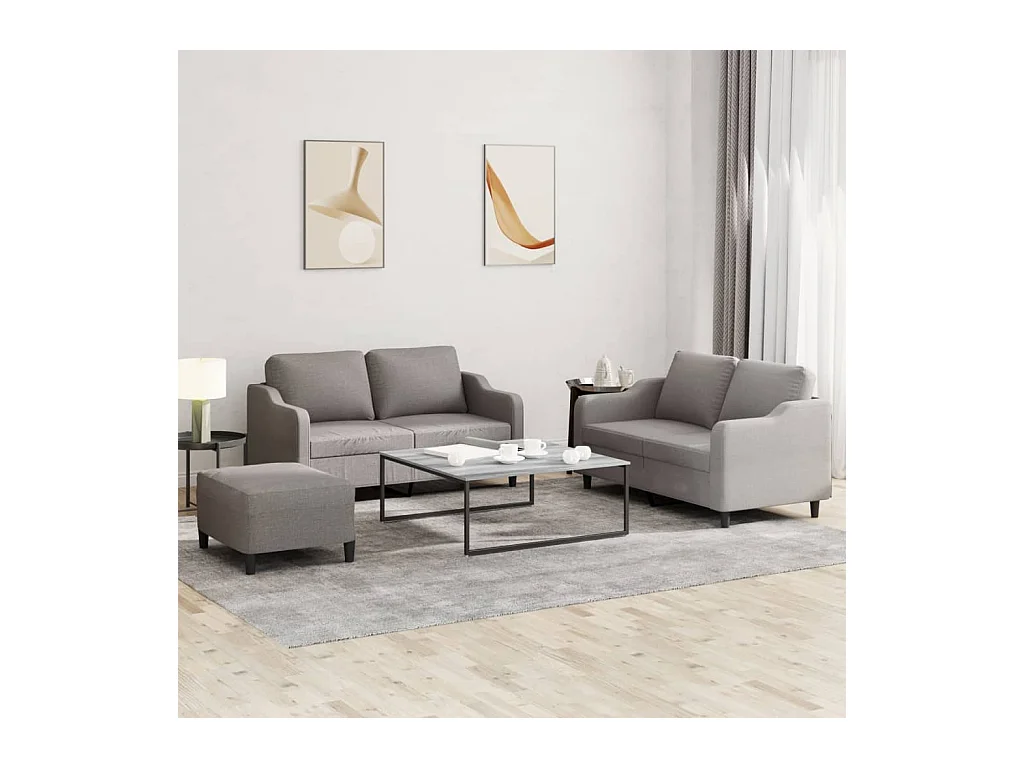 Ensemble de canapés 3 pièces avec coussins Taupe Tissu