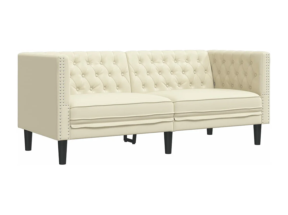 3-delige Loungeset Chesterfield-stijl kunstleer crèmekleurig