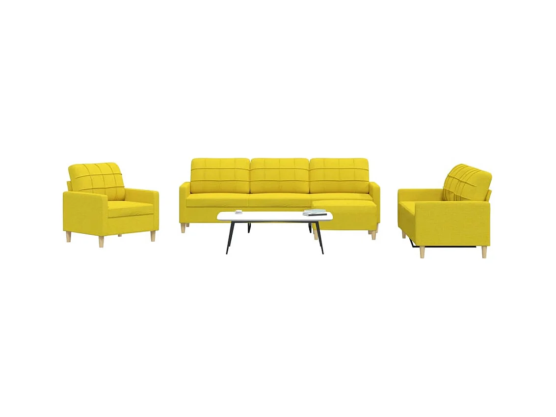 Ensemble de canapés 4 pièces avec repose-pied jaune clair tissu