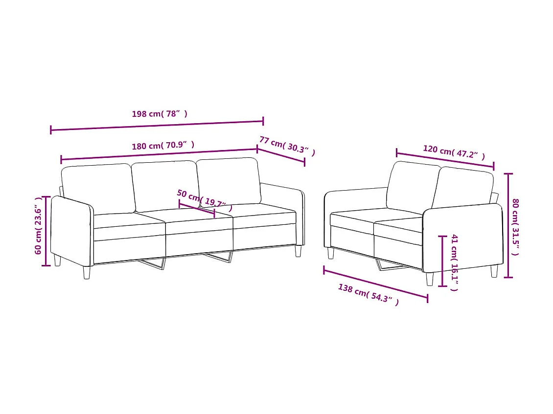 2-delige Loungeset fluweel wijnrood